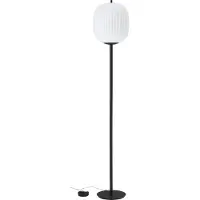 FABAS LUCE Lampadaire Domizia En Métal Et Verre Soufflé, Couleur Noire, Douille E27 40 W, Design Élégant Avec Variateur D'Intensité Lumineuse Inclus