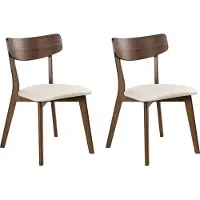 Beliani Lot de 2 chaises de salle à manger marron foncé et blanc crème, en bois d'hévéa, sans accoudoirs, style rétro, pour cuisine ou salle à manger