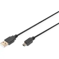 Digitus AK-300130-030-S Câble de connexion USB 2.0, type A - mini B (5pin) mâle/femelle 3.0m, conforme USB 2.0 UL, sw