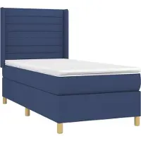 Syfax Sommier à lattes de lit avec matelas Bleu 80x200 cm Tissu