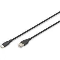 Digitus Câble de connexion USB-C en silicone, 0,5m, noir