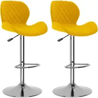 vidaXL Tabouret de bar 2 pcs jaune moutarde velours