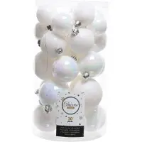 Décoris Boules de Noël blanches incassables, set de 30 pièces. 4-6 cm