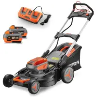 FUXTEC Tondeuse à gazon sans fil 40V FX-E2RM51SET - Largeur de coupe 51cm | 37,8Kg | 2x20V | Démarrage électrique | Bac de ramassage 50L | Hauteur de coupe 3-9cm | Temps de charge 120min