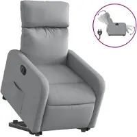 vidaXL Fauteuil relax avec releveur électrique Gris clair Tissu