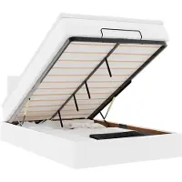 vidaXL Lit ottoman avec matelas & LEDs blanc pur 120x200cm similicuir