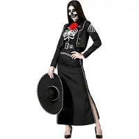 Atosa Mexican Skeleton Woman Costume Noir XL Enfants