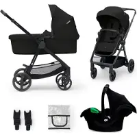 Kinderkraft Poussette Combi 3-en-1 Classic Black avec siège auto