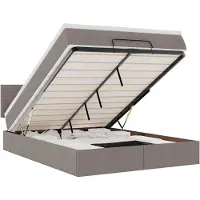 vidaXL Lit ottoman avec matelas & LED Taupe 140x190 cm Tissu