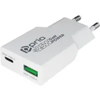 Prio Ladegerät GaN POWER 25W PD PPS (USB C)+QC 3.0 (USB A) weiss (25 W, 2 ports), Chargeur USB, Blanc