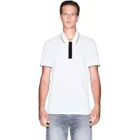 Armani Exchange pour homme. XM001285AF10366U0009 Polo idéal (S), Blanc, Casuel, Coton, Manche courte