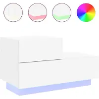 vidaXL Table de chevet avec lumières LED blanc 70x36x40,5 cm