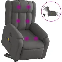 vidaXL Fauteuil de massage électrique avec releveur Tissu gris foncé