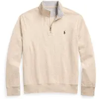 Ralph Lauren pour homme. 710812963017 Pull en maille ultra-douce avec fermeture éclair beige (L), Casuel, Coton