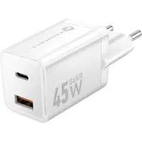 Forcell F-ENERGY Mini GaN III VT-36 chargeur de voyage avec 1 x Type C + 1x USB A, PD QC4.0 45W blanc