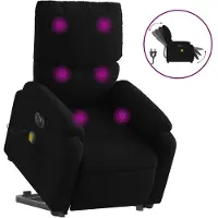 vidaXL Fauteuil de massage électrique avec releveur Noir Tissu