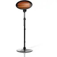 Juskys Chauffage de terrasse infrarouge - - sur pied - 3 niveaux de chaleur - 2000W - Protection IP34 - Pour balcon, jardin et jardin d'hiver - Noir
