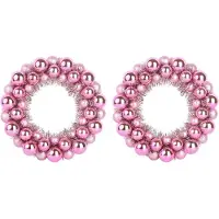 vidaXL Couronnes de Boules de Noël 2 pcs Rose 33 x 33 x 7 cm