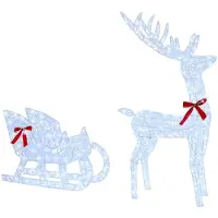 vidaXL Traîneau tiré par un renne Blanc froid 70 x 26 x 128.5 cm