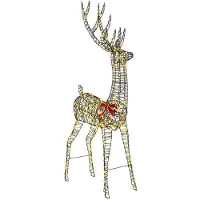 vidaXL Guirlande lumineuse 3D "Rentier", 250 LED, lumière blanche chaude, 180 cm, en rotin