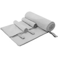 vidaXL Set de serviettes de sport 3 pcs Gris Polyester et Polyamide