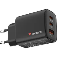Verbatim Essentials GaN Charger 65W 2xUSB-C/1xUSB-A schwa. 32352