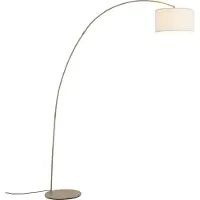 QAZQA Lampadaire arc moderne beige avec abat-jour en tissu teddy - Vinossa