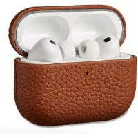 Accezz Étui en cuir véritable pour les Apple AirPods Pro 3 - Cognac
