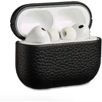 Accezz Étui Echt Leren pour les Apple AirPods Pro 3 - Noir