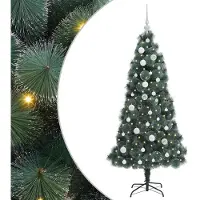vidaXL Arbre de Noël artificiel pré-éclairé avec jeu de boules vert