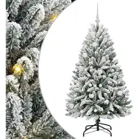 vidaXL Sapin de Noël artificiel Vert et blanc 150 cm PVC et métal