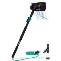 Vonroc Brosse à laver télescopique - 1.80m - Tête de brosse, tuyau d'arrosage et distributeur de savon inclus