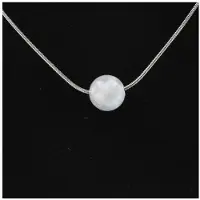 Bijoux Pierres et Minéraux. Collier 1 perle Selenite du Maroc 8 mm Chaine en acier inoxydable.