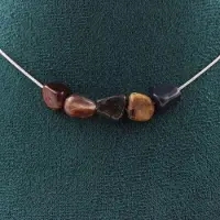 Bijoux Pierres et Minéraux. Collier 5 perles Pietersite des USA. Chaine en acier inoxydable Collier femmes, hommes. Taille personnalisable.