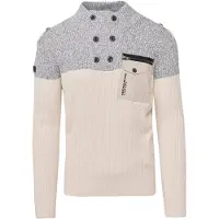 KOROSHI Pull-over gris chiné / blanc cassé