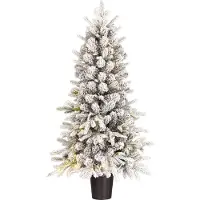 Black Box Arbre de Noël artificiel , modèle Grimshaw avec effet neige, H120 x Ø60 cm. Arbre artificiel en pot, sapin de Noël pour intérieur, avec 206 branches, de couleur verte