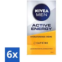 Nivea Crème pour le visage MEN Active Energy avec caféine 50 ml - Pack avantage - 6 pièces