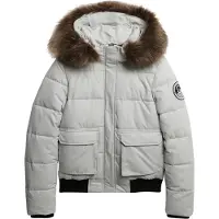Superdry pour femme. W5012135A Veste bomber Everest pour femme, grise (M), Casuel, Polyester