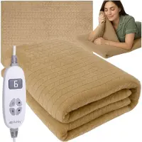 Ruhhy Couverture chauffante électrique avec réglage de la température, dimensions 180 x 130 cm, couleur beige