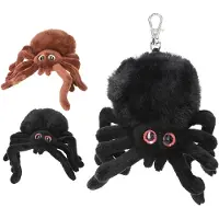 Dino World Unisexe, Porte-clés, World - Plush Spider Pendant (413899), Noir, Marron