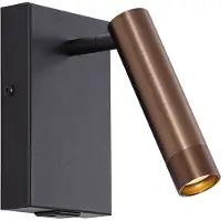 QAZQA Applique murale moderne noire avec bronze foncé réglable avec USB-C - Croft