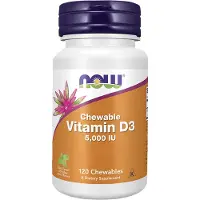 Now , Vitamine D-3 à Croquer, Menthe, 5 000 UI, 120 Comprimés à Croquer