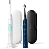 Philips Sonicare hx6851/34 Protect IVE- Clean 4500 Brosse à dents électrique avec technologie sonique, Lot de 2, blanc & bleu foncé,