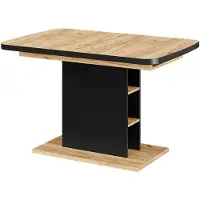 Vicco Table de salle à manger Fenaro Noir/Chêne 120-160 x 80 cm avec compartiments ouverts, Model 56476