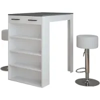 Vicco Set de table de bar Repose blanc/anthracite 67x100cm avec 2 tabourets de bar, Model 55714