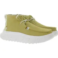 HEY DUDE Bottines à enfiler style mocassin Wendy Peak pour femme, semelle amovible, cuir véritable, beige, 40411-265