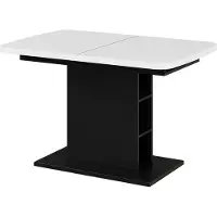 Vicco Table de salle à manger Fenaro Blanc/Noir 120-160 x 80 cm avec compartiments ouverts, Model 56485