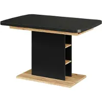 Vicco Table de salle à manger Fenaro Noir/Chêne de force doré 120-160 x 80 cm avec compartiments ouverts, Model 56479
