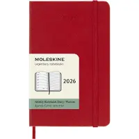 Moleskine Weekly Planner, Agenda Settimanale 2026 12 Mesi Con Spazio Per Note, Con Copertina Rigida e Chiusura Elastica, Formato Pocket 9x14, Colore Rosso