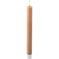 Lumineo Bougie pointue LED cire marron clair/blanc chaud 24,5cm Set2 (2x)